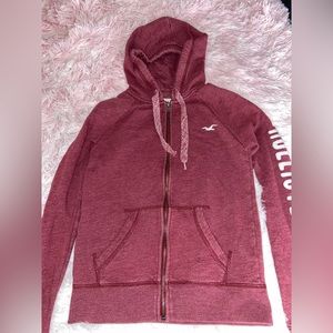 Hollister Zip Up Burgundy Sweater